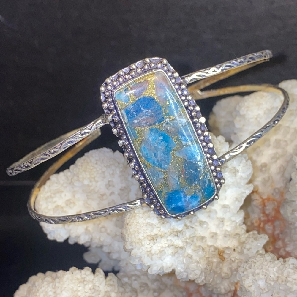 Sale - Copper Turquoise Natural Gemstone handcrafted cuff